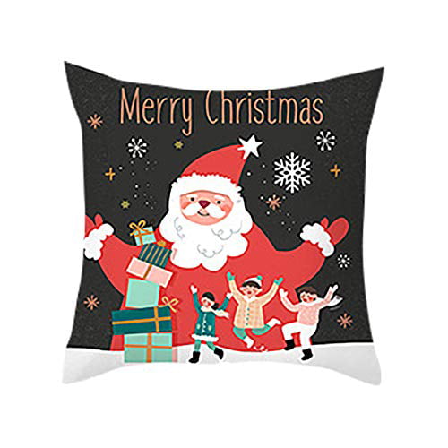 18'' Santa Claus Cotton Linen Pillow Case Throw Cushion Cover Home Décor